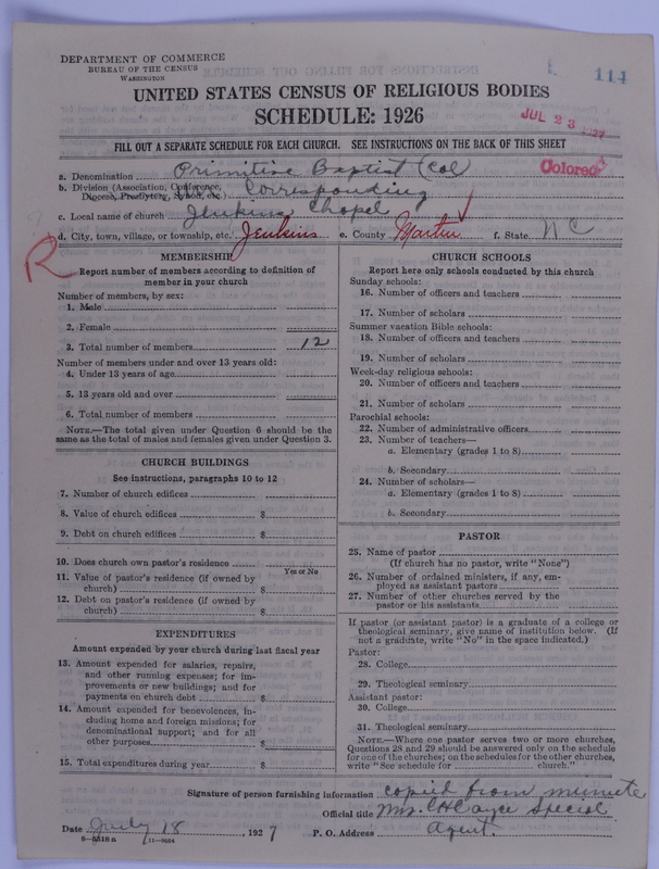 Scan of Colored Primitive Baptists: 114
