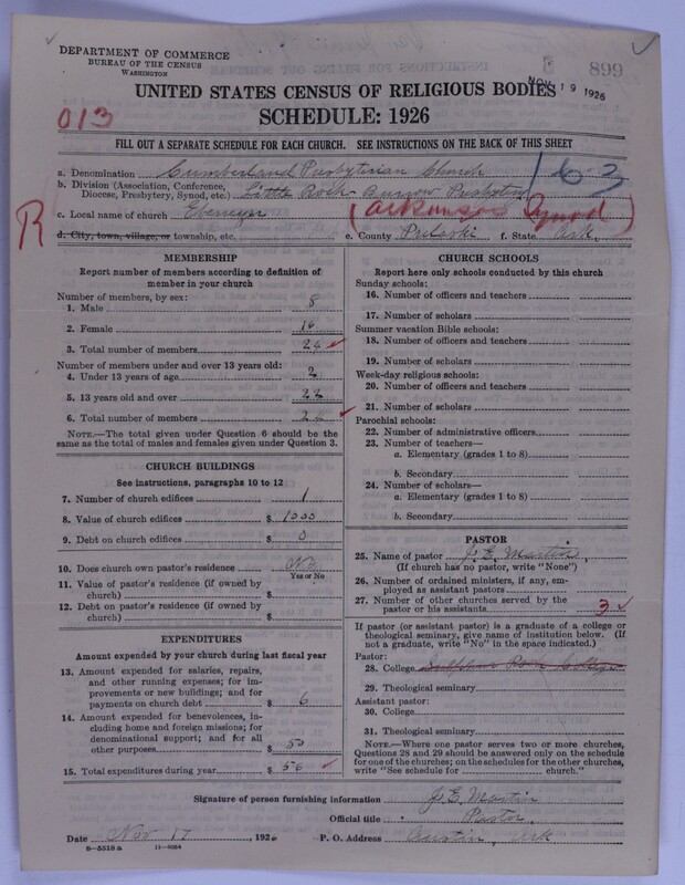 Scan of Cumberland Presbyterian Church: 899