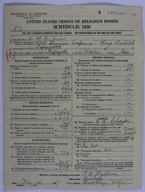 Scan of African Methodist Episcopal Zion Church: 1483