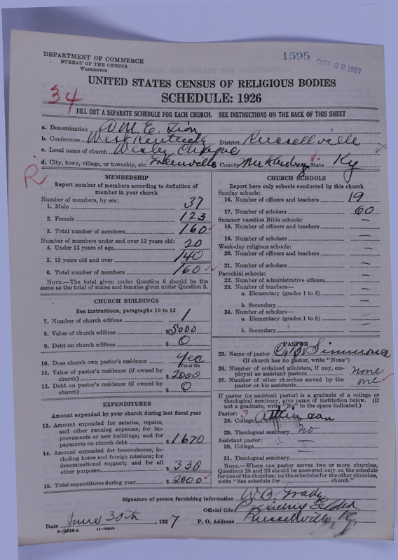 Scan of African Methodist Episcopal Zion Church: 1595