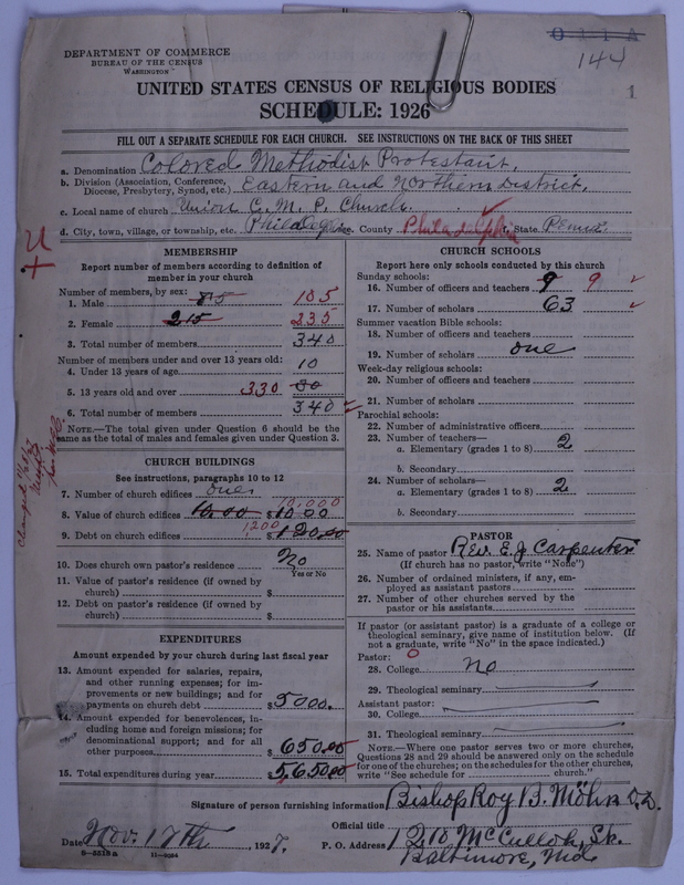 Scan of Colored Methodist Protestant Church: 1