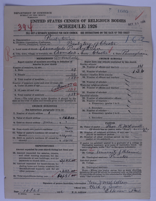 Scan of Presbyterian Church in the United States of America: 1605