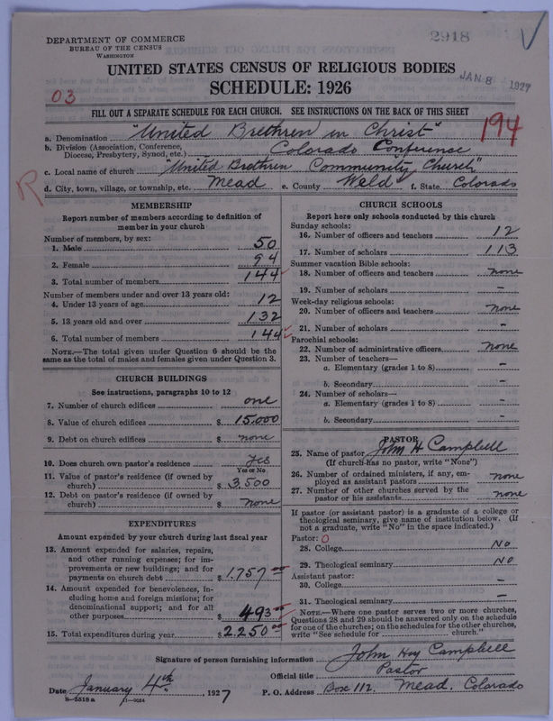 Scan of Church of the United Brethren in Christ: 2918
