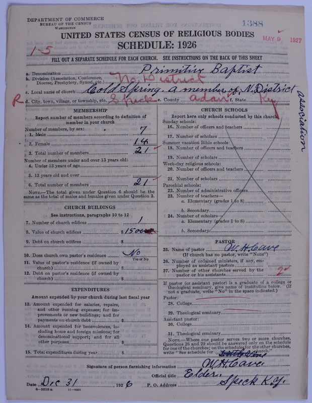 Scan of Primitive Baptists: 1388