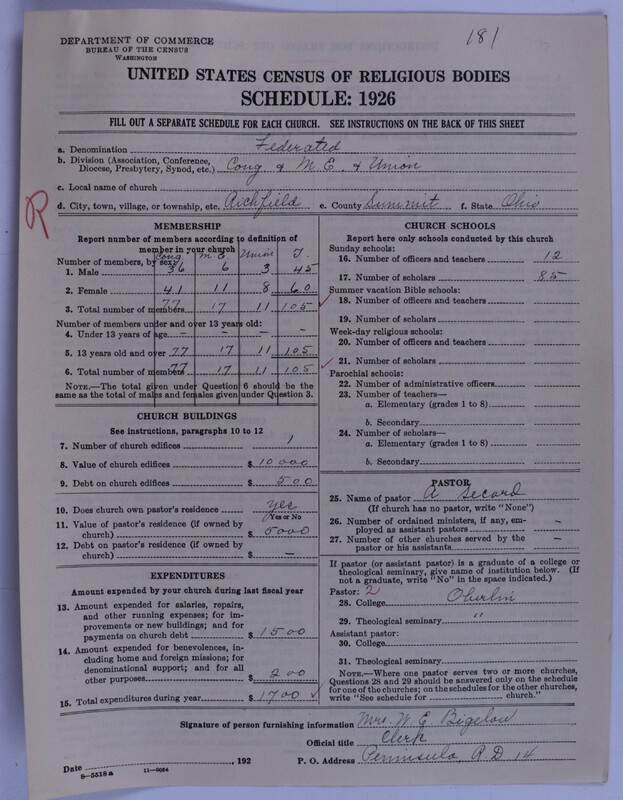 Scan of Federated Churches: 181