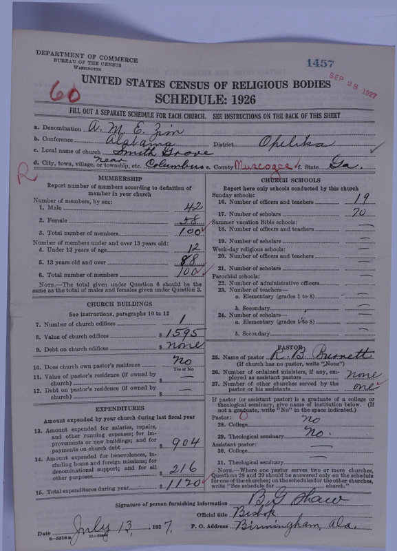 Scan of African Methodist Episcopal Zion Church: 1457