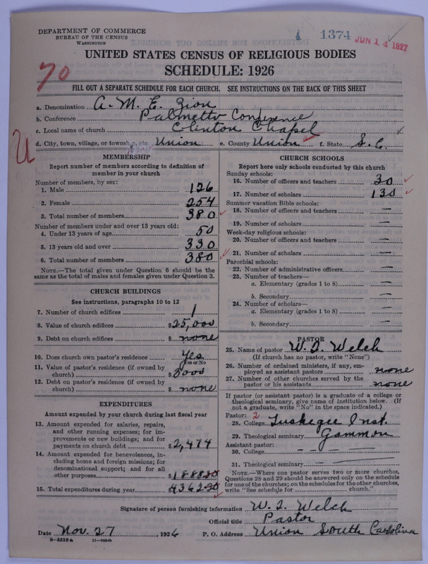 Scan of African Methodist Episcopal Zion Church: 1374
