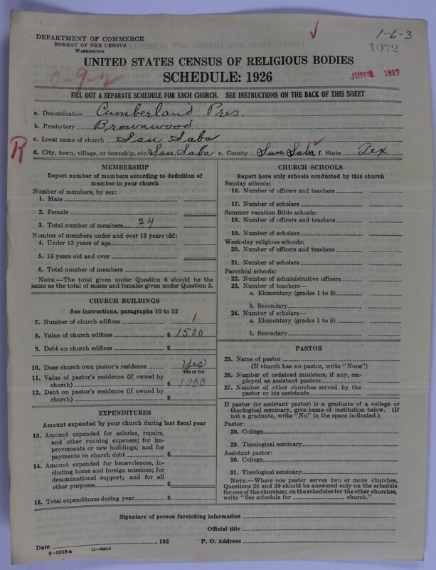 Scan of Cumberland Presbyterian Church: 1072