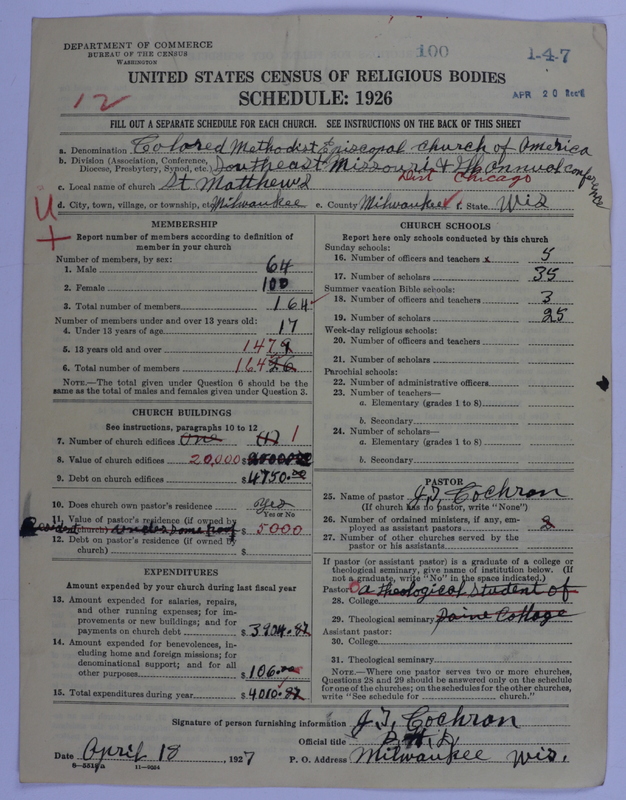 Scan of Colored Methodist Episcopal Church: 100