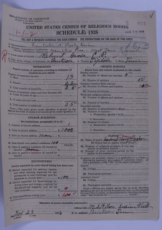 Scan of Cumberland Presbyterian Church: 674