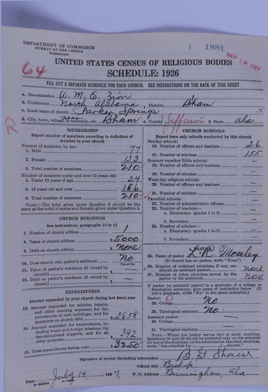 Scan of African Methodist Episcopal Zion Church: 1881