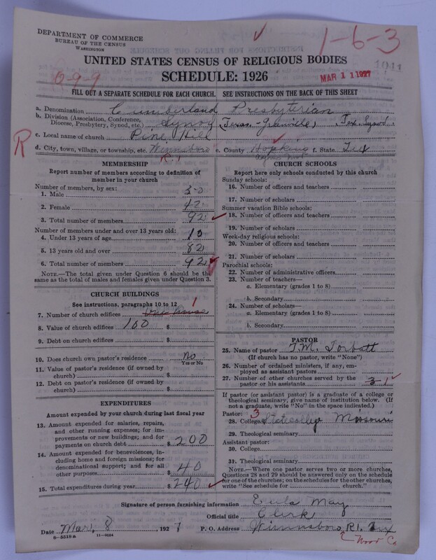Scan of Cumberland Presbyterian Church: 1041