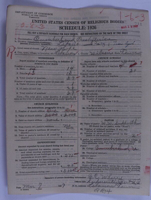 Scan of Cumberland Presbyterian Church: 711
