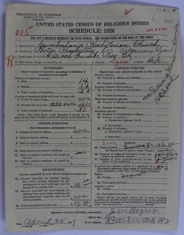 Scan of Cumberland Presbyterian Church: 867