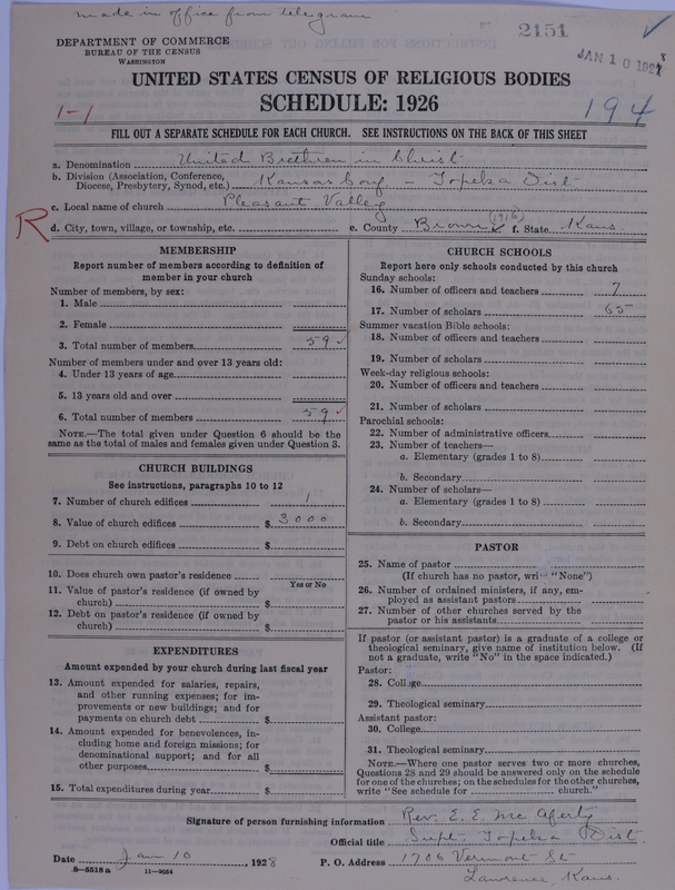 Scan of Church of the United Brethren in Christ: 2151