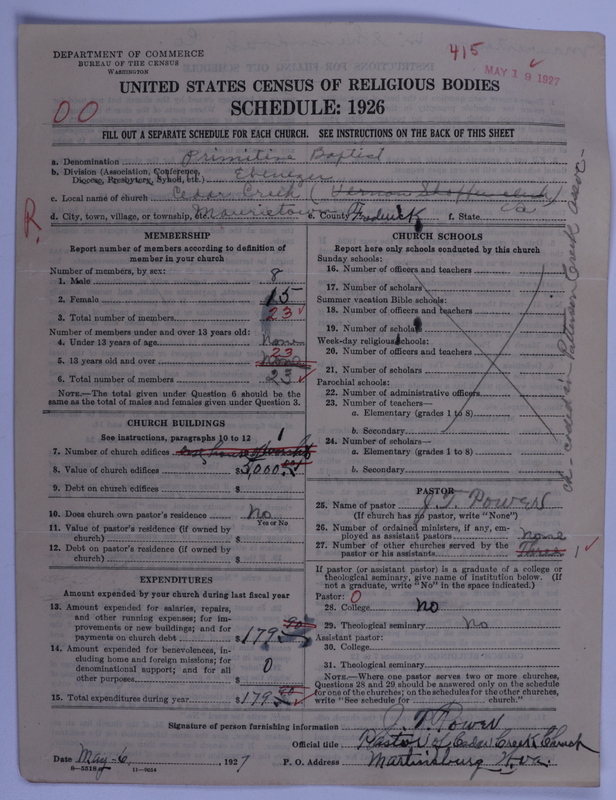 Scan of Primitive Baptists: 415