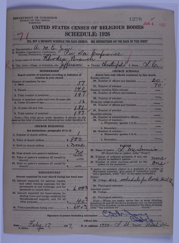 Scan of African Methodist Episcopal Zion Church: 1278