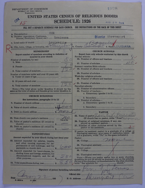 Scan of Colored Methodist Episcopal Church: 1978