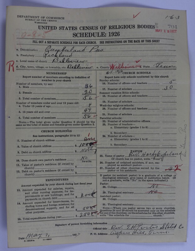 Scan of Cumberland Presbyterian Church: 704
