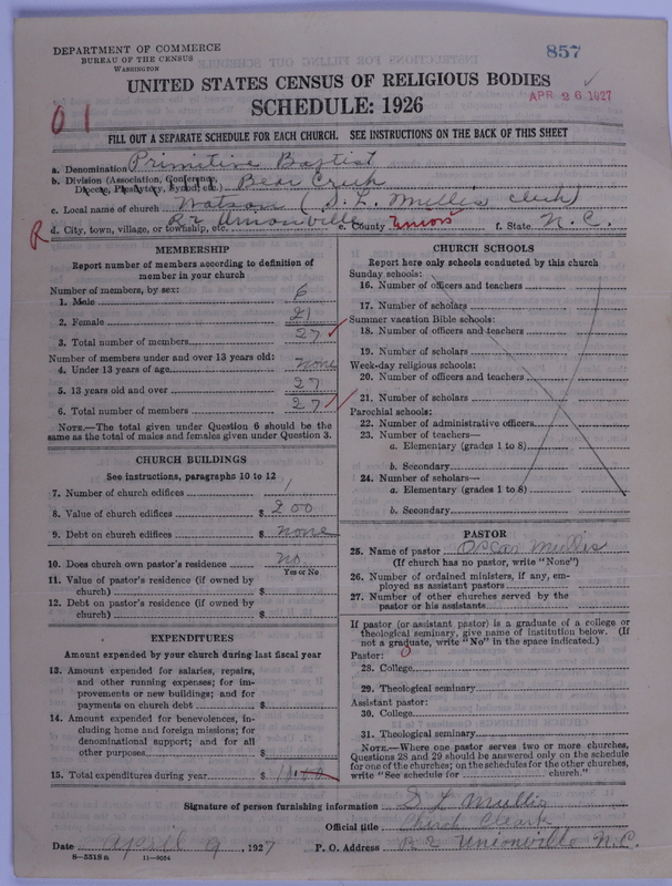 Scan of Primitive Baptists: 857