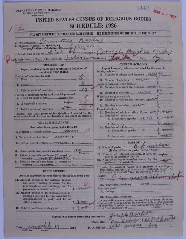 Scan of Primitive Baptists: 1449