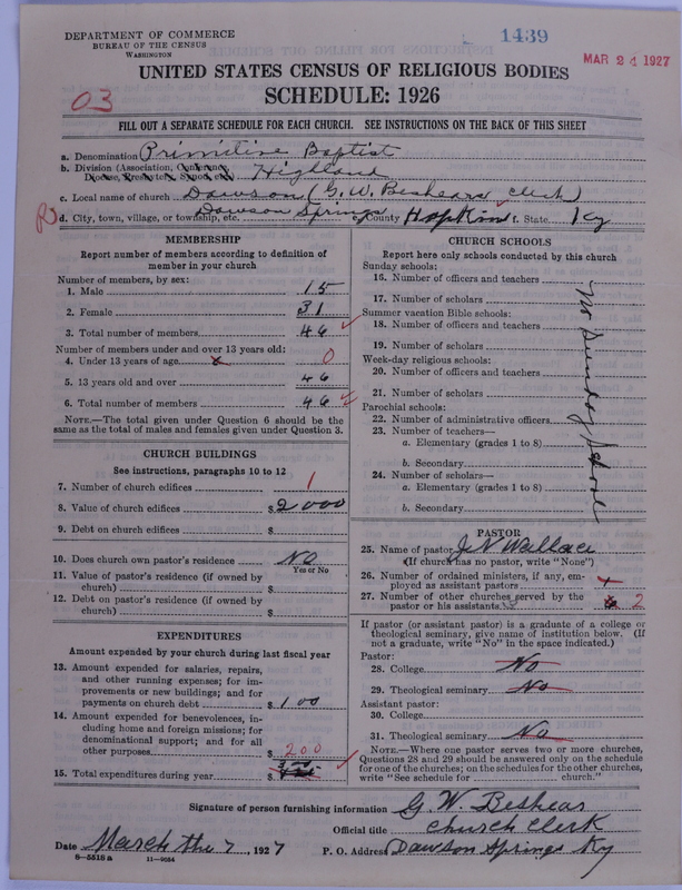 Scan of Primitive Baptists: 1439