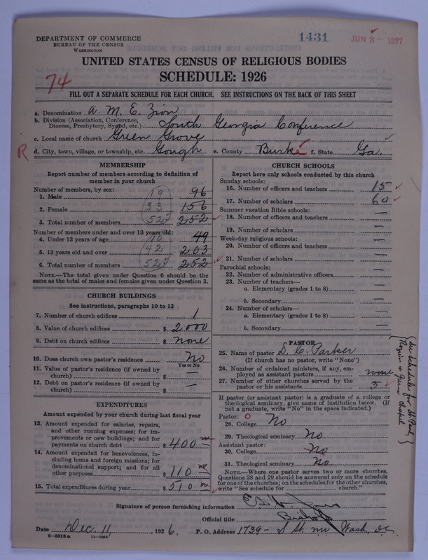 Scan of African Methodist Episcopal Zion Church: 1431