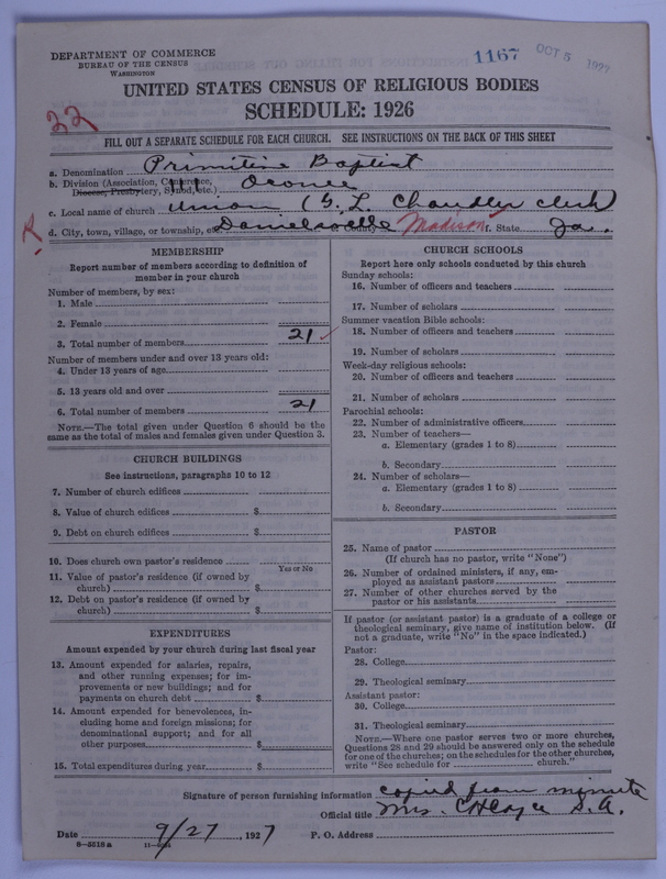 Scan of Primitive Baptists: 1167