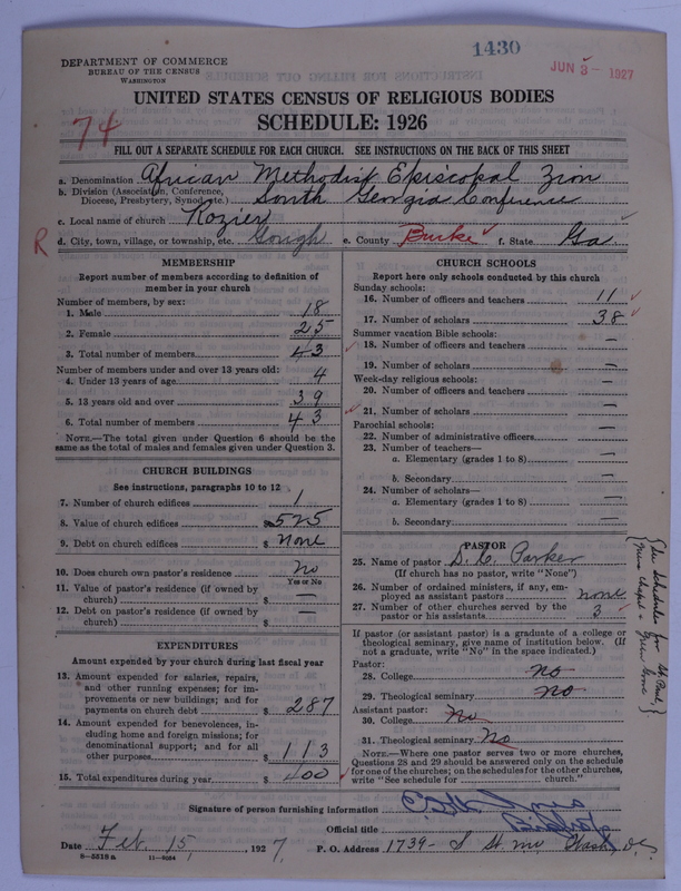 Scan of African Methodist Episcopal Zion Church: 1430