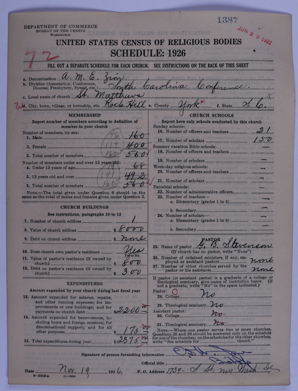 Scan of African Methodist Episcopal Zion Church: 1387