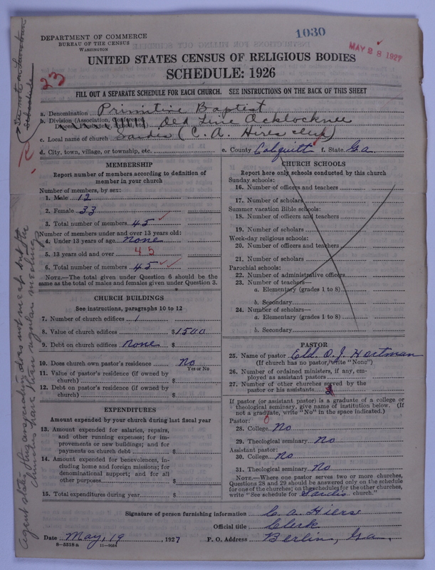 Scan of Primitive Baptists: 1030