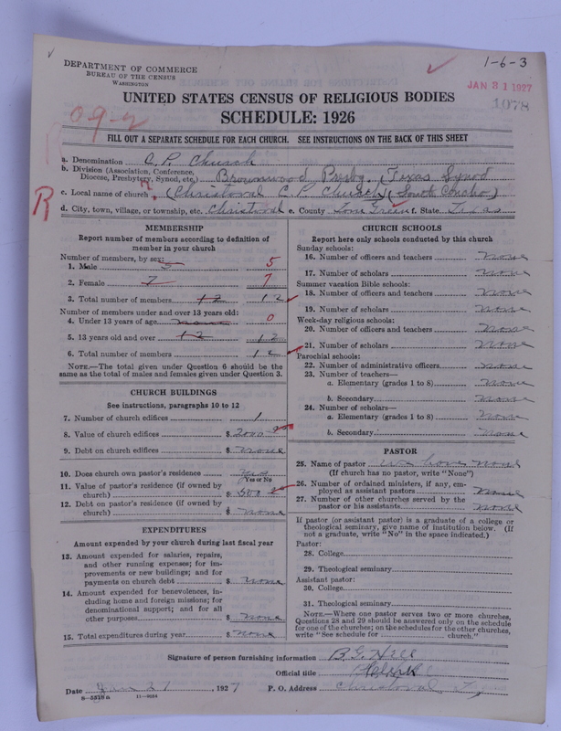 Scan of Cumberland Presbyterian Church: 1078