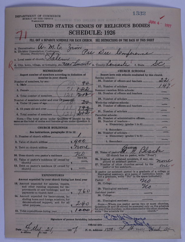 Scan of African Methodist Episcopal Zion Church: 1332