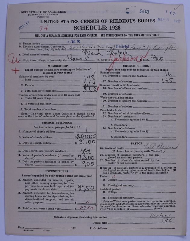 Scan of African Methodist Episcopal Church: 835