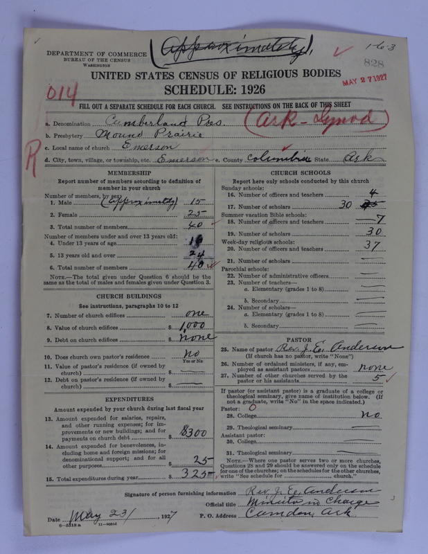 Scan of Cumberland Presbyterian Church: 828