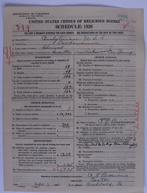 Scan of Presbyterian Church in the United States of America: 1921