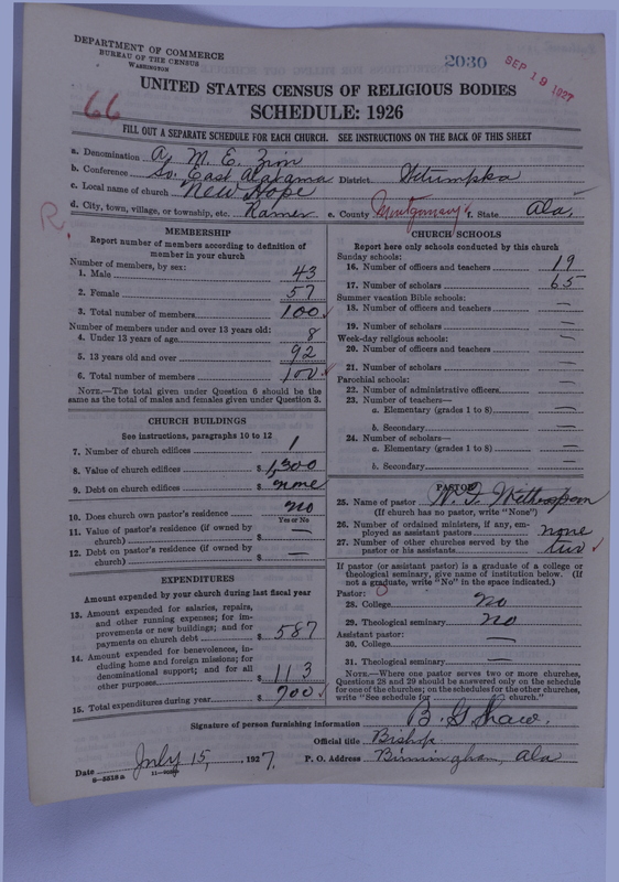Scan of African Methodist Episcopal Zion Church: 2030