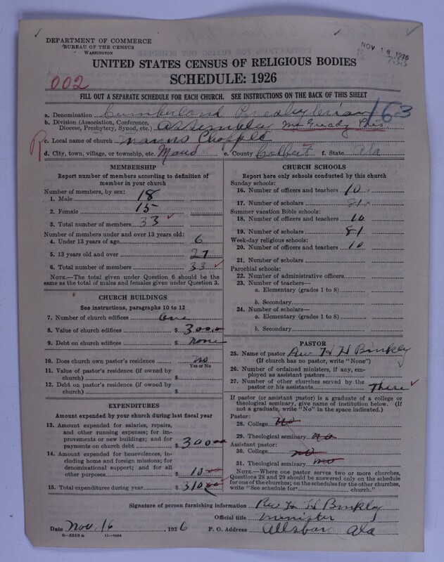Scan of Cumberland Presbyterian Church: 733