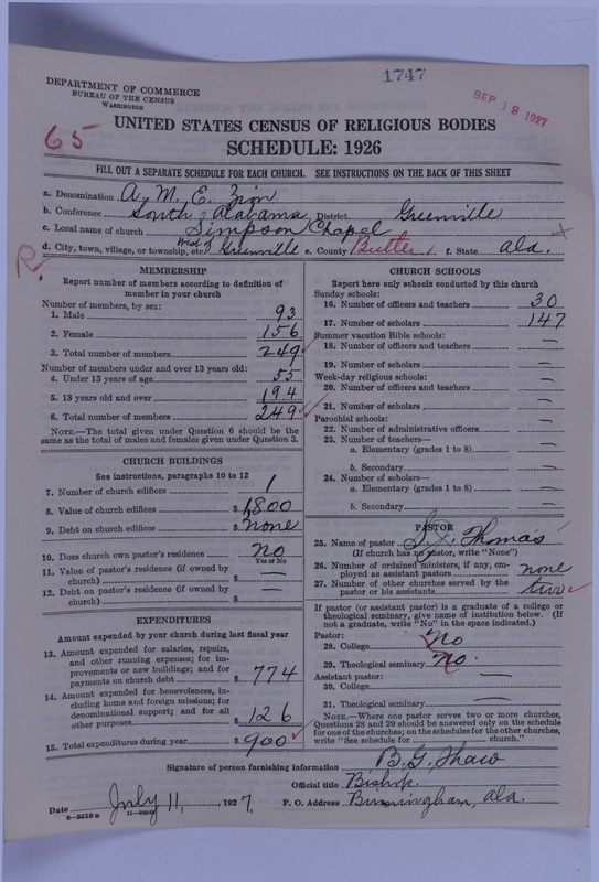 Scan of African Methodist Episcopal Zion Church: 1747