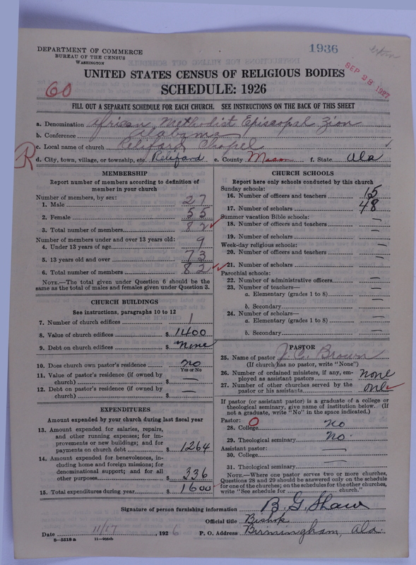 Scan of African Methodist Episcopal Zion Church: 1936