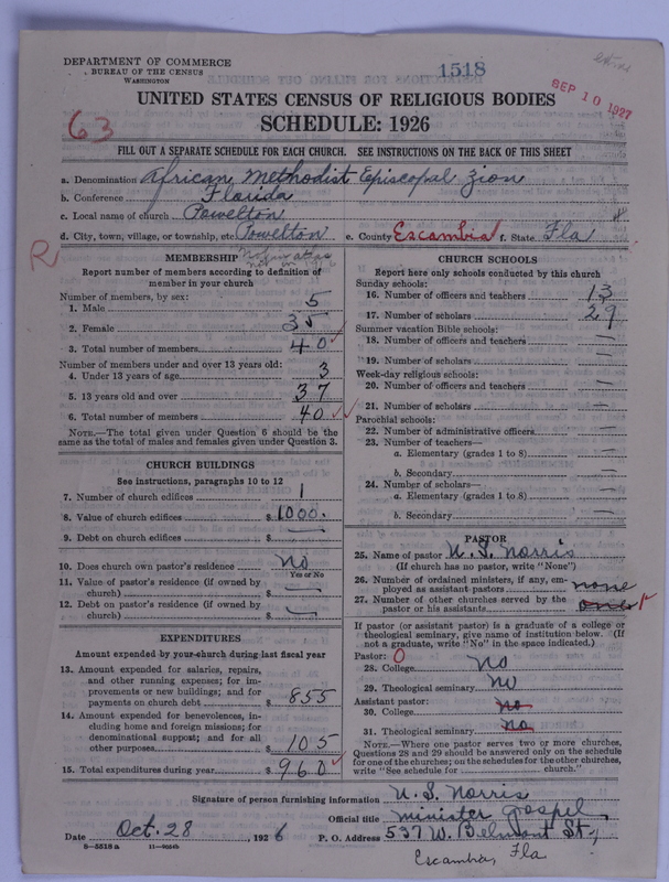 Scan of African Methodist Episcopal Zion Church: 1518