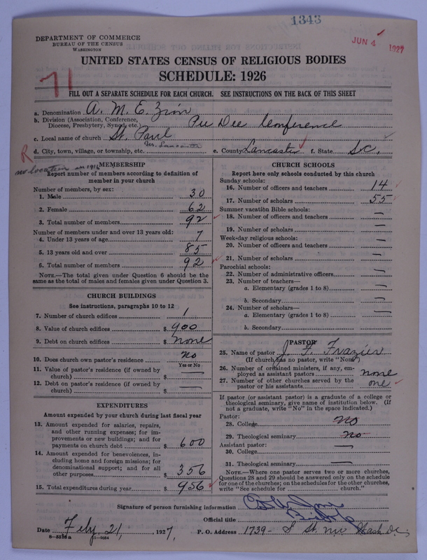 Scan of African Methodist Episcopal Zion Church: 1343