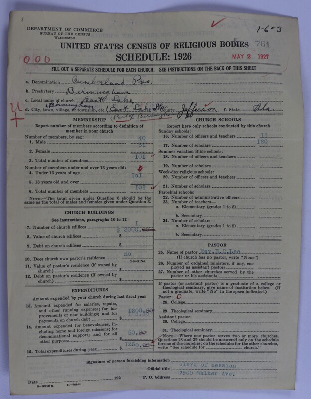 Scan of Cumberland Presbyterian Church: 761