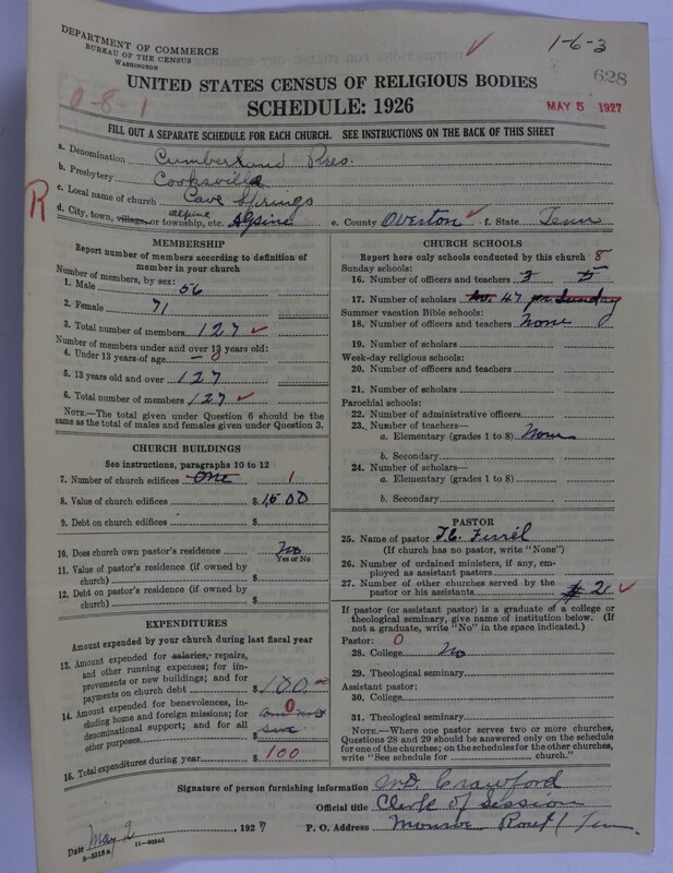 Scan of Cumberland Presbyterian Church: 628