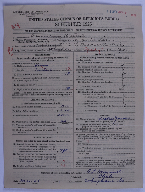 Scan of Primitive Baptists: 1109