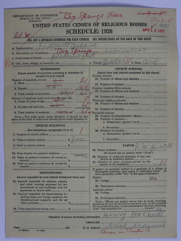 Scan of Free Will Baptists: 809
