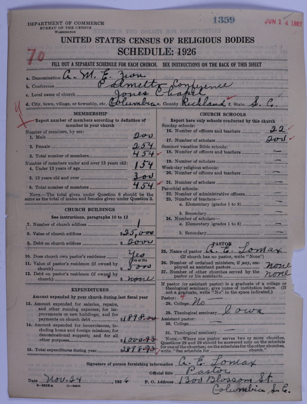 Scan of African Methodist Episcopal Zion Church: 1359