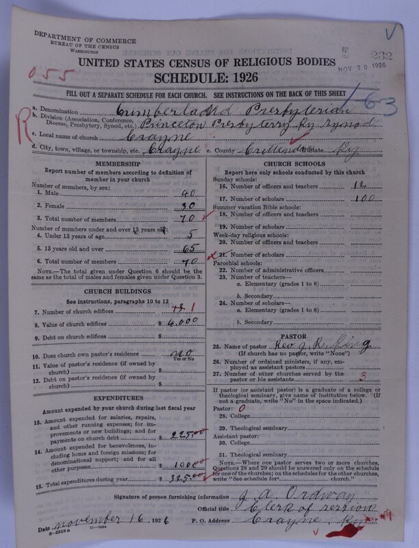 Scan of Cumberland Presbyterian Church: 232