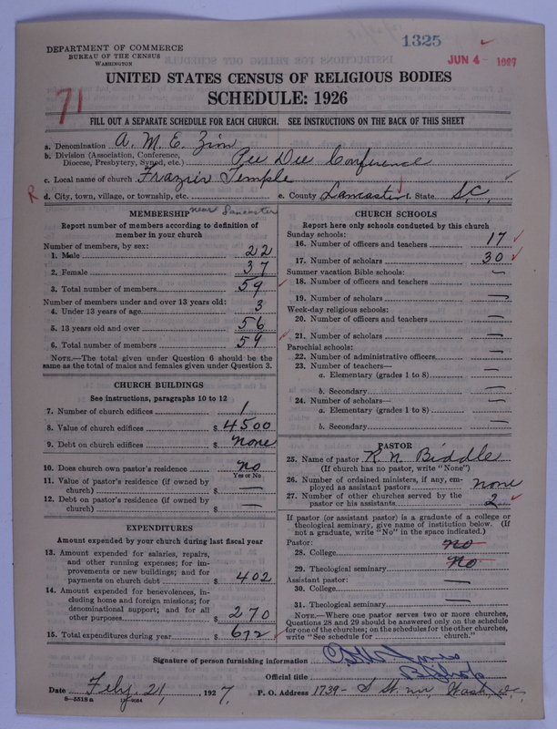 Scan of African Methodist Episcopal Zion Church: 1325