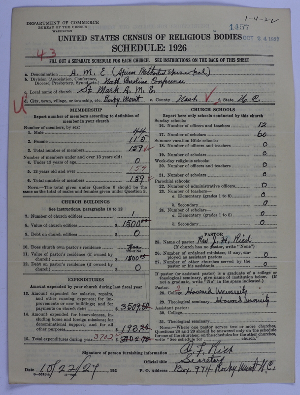 Scan of African Methodist Episcopal Church: 1457